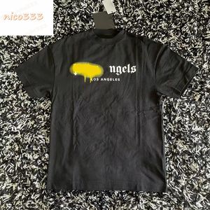 24ss City lettres de pulvérisation limitées noir violet blanc rose jaune rouge femmes avec le même décontracté tout match lâche t-shirt tendance S-XL