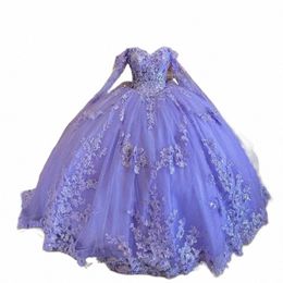 Angelsbridep Luxe Scintillant Lavande Quinceanera Dres Fête D'anniversaire De Bal Princ Robe De Bal Robes De 15 Anos Corset x6f7 #