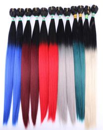 Angie 10-24 inch 100Gram/Lot Silky rechte haarbundels 1/613# Ombre kleur synthetische haaruitbreidingen voor dames 2102163434987