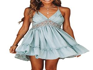 Angielucky Women039s Sexy Halter Lace Sundresses Aline Mini vestido Swing Skater Dresses2626150