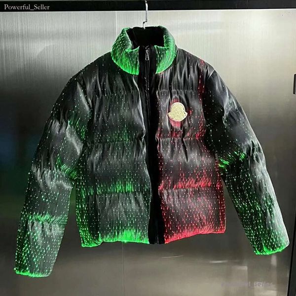 Sitio web oficial de Angle Monc Chaqueta de plumón de fibra óptica Monsters Palm más vendida Ángeles Mayas Hombres Mujeres Iluminación LED Chaquetas de plumón fluorescentes Abrigo relleno 2153