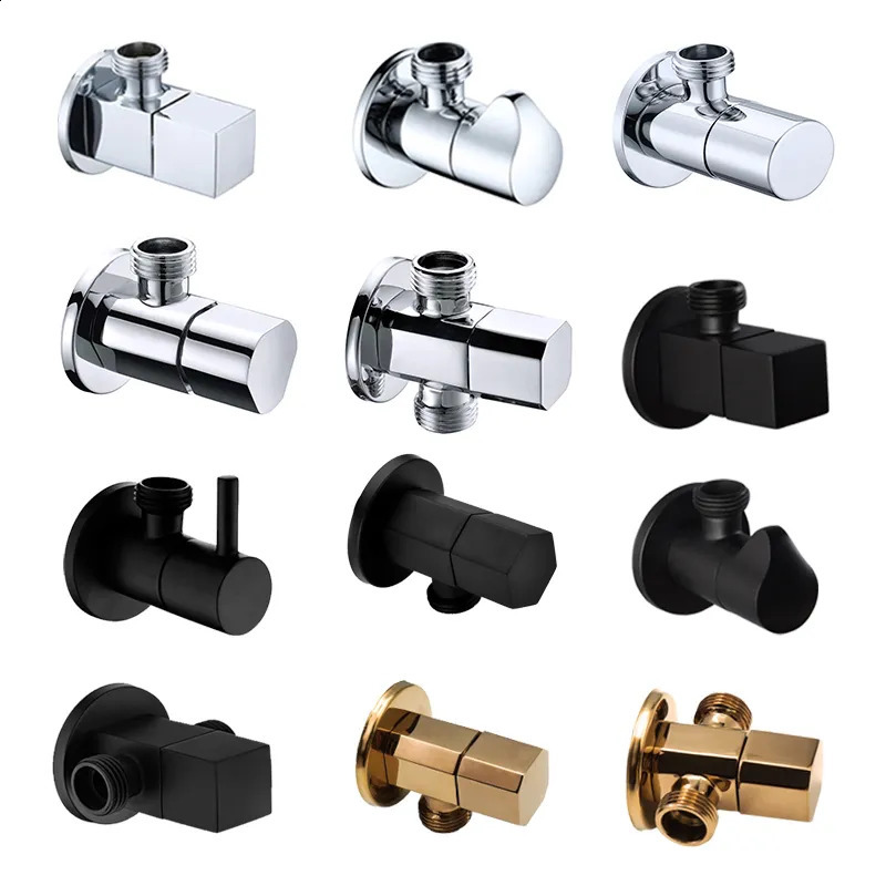 Angle s Brass Chrome Black Rose Gold Inlet Bathroom Single Double Outlet G12 Water Stop Toilet Kitchen 231030