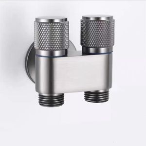 G12 Mini Brass Faucet: ChromeGray 3-Way Triangle Dual Control Tap for Washing Machine