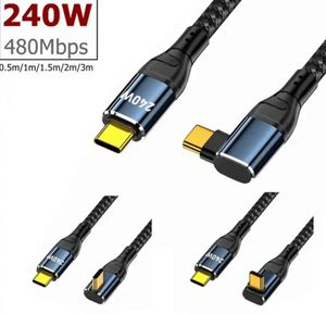 Angle USB C 240W 48V 5A PD240W 480 Mbps Type C à PD3.1 Câble ordinateur portable Charge rapide Câble USB C Calage USB C Fast Charge
