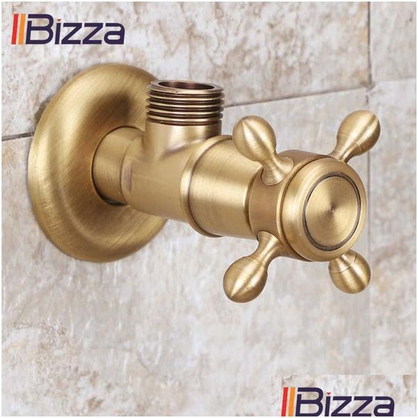 Válvulas de ángulo Latón antiguo Triángulo Control de agua Grifo Parada Accesorios de baño Cocina 1/2 Pared Inodoro Llenado S 210727 Drop Del DH5G3