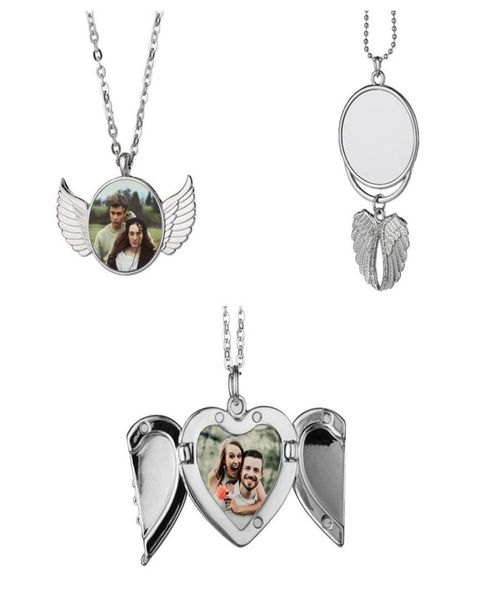 Angle d'aile sublimation Colliers Pendants Party Favor Thermal Transfert Blanks Car Pendant Angels Ailes Rear View Mirror Decoration 5253090