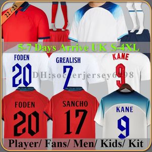 Angleterre Foden uk voetbalshirts 2022 Kane Englan Sterling Grealish National Football Shirt 2023 Rashford Mount Bellingham Sancho 23 Men Kids Kit Uniform