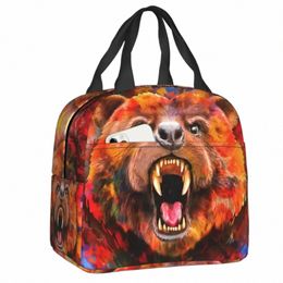 Angry Bear Lunchbox Multifunctioneel Warm Koeler Thermisch Voedsel Geïsoleerd Lunchtas voor Vrouwen Schoolwerk Picknick Draagbare draagtassen n31I #