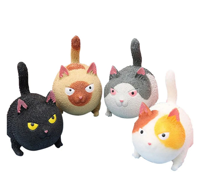 Angry Cat Toys Divertente simpatico gatto a forma di palla Fidget Toys Stress Relief Squeeze Ball Stress Toys for Kids Adults