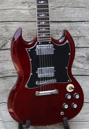 Angus Young Dark Wine Red Electric Guitar Little Pin Tone Pro Puente, Boltning Bolt Enlays, Signature Truss Barner Cubierta