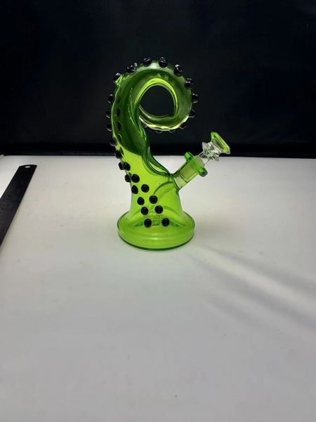 Anguschenchen Green Octopus Bong Banghing Bongs pour fumer Brûleur d'huile Ong Gravity Hookah Silicone Bong Rig Gig Catcher Bongs Fumer Accessoires Bang