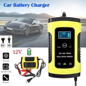 Anhtczyx Chargeur de batterie de voiture 12 V 6 A Intelligent entièrement automatique Mainteneur avec écran LCD, réparation par impulsion, charge en 3 étapes