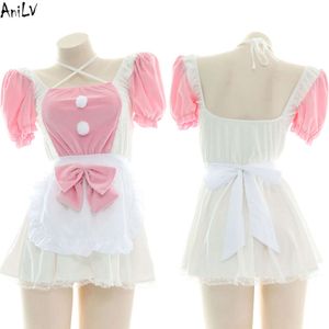 Ani 2022 japoneses nuevos Chica de anime Kawaii vestido de sirvienta uniforme Cosplay mujeres lindo camisón de felpa hogar Pamas disfraz de lencería