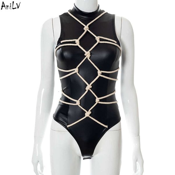 Ani – body de Bondage serré en cuir pour femmes, avec corde croisée, Costume de Locomotive Punk pour fille, uniforme de Cosplay, nouvelle collection 2022