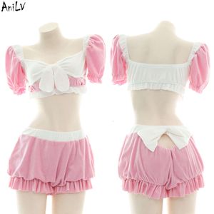 Ani 2022 Pama Party Girl Anime Lolita Linda ropa de dormir de felpa Unifrom mujeres Kawaii Pink Maid Lencería traje Cosplay disfraz cosplay