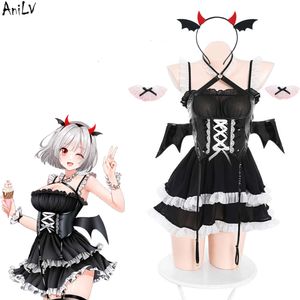 Ani 2023 – uniforme de demoiselle d'honneur Anime Bad Devil pour femmes, tenue d'halloween avec ailes de chauve-souris, Costumes Cosplay cosplay