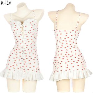 Ani – maillot de bain pour filles, robe de soirée à la piscine, fraise douce, robe de nuit mignonne pour femmes, tenues Pamas, Costumes Cosplay, 2023