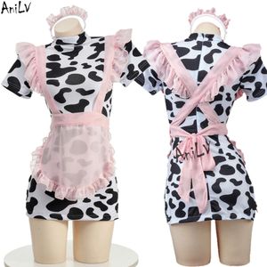 Ani Anime vache fille femme de chambre uniforme robe tenue Costumes Cosplay cosplay