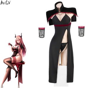 Ani Anime Dark Witch Black Dress Uniform Kostuum Halloween Vrouwen Demon Cheongsam Outfit Cosplay cosplay