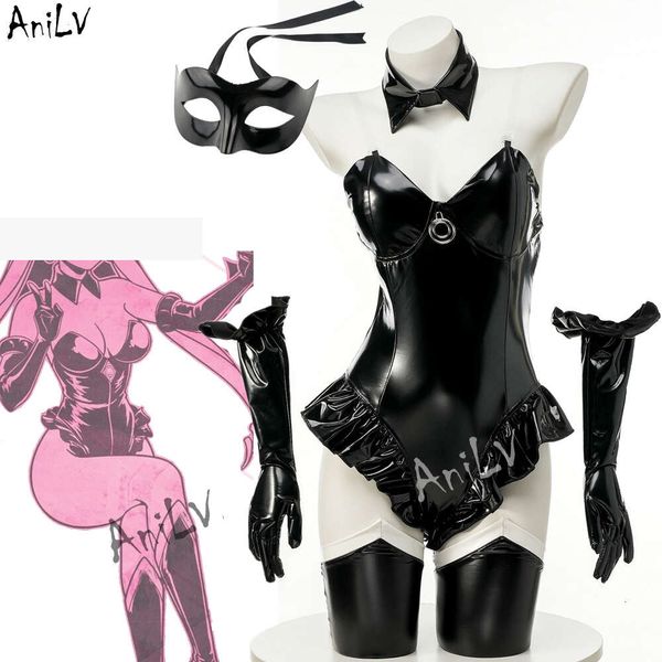 Ani Anime Halloween nuit chat fille uniforme Cosplay Catwoman cuir body masque gants tenues Costumes