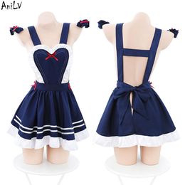 Ани аниме студентка девушка любовь моряк горничная платье униформа для женщин темно-синий фартук ночная рубашка наряды костюмы косплей косплей
