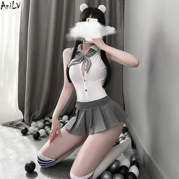 Ani Anime étudiant marin Costumes Cosplay ours acclamer apprenant dos nu une pièce body Mini jupe plissée érotique Unirom ensemble cosplay