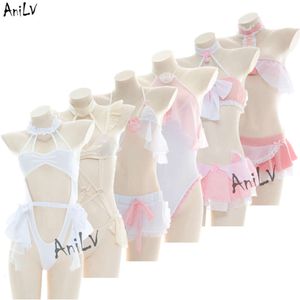 Ani strand bruiloft bruid serie badpak bodysuit bikini kostuum anime lolita meisje chiffon pamas lingerie uniform set cosplay cosplay