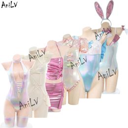 Ani – uniforme Laser coloré, série pour femmes, body lapin d'étudiant Anime, robe Lolita bonbon pour fille, Costume de Cosplay