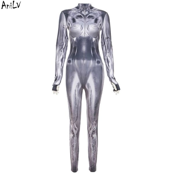 Ani Future Robot extraterrestre body serré film Alien femmes combinaison grise Costumes de Cosplay cosplay