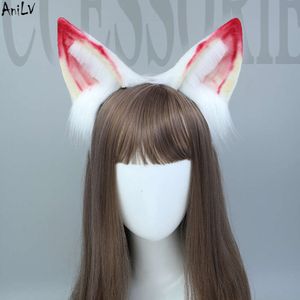 Ani Game Anime Kawaii Girl Little Fox Headband Cute Red White Plush Ears Headwear Cosplay Cosplay