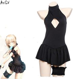 Ani Japanse Anime Fate Arturia Pendragon Sabre Alter Badpak Kostuum Pool Party Backless Jurk Badmode Uniform Cosplay cosplay