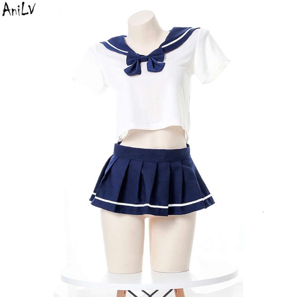 Ani-Disfraz de tentación de marinero escolar de Anime japonés, uniforme de verano para chica, lencería, Cosplay para fiesta