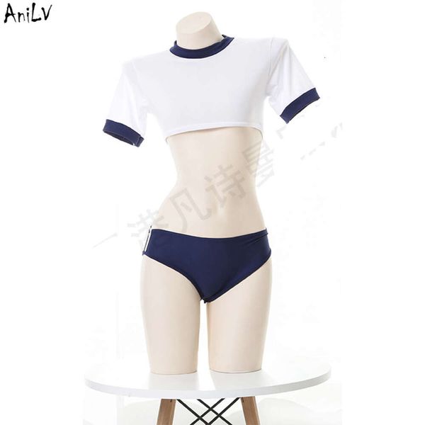 Ani traje de baño japonés de Anime para estudiantes, traje de baño para niñas, traje de baño para gimnasia, uniforme, lencería tentación, cosplay