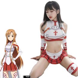 Ani-traje de baño de Anime japonés Sword Art Online Yuuki Asuna, traje de baño de cuello alto, conjunto de uniforme, Cosplay