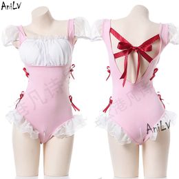 Ani Lolita Meisje Meid Uniform School Student Bodysuit Vrouwen Anime Borst Ppad Badpak Pool Party Cosplay Kostuums cosplay