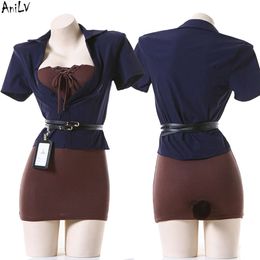 Ani Movie Politieagentes Cosplay Office Lady Uniform Kostuum Jas Jurk Riem Outfit cosplay