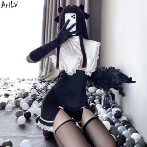 Ani Sexy Vrouwen Nun Maid Dress Kostuums Cosplay Pop Kraag Lace Edge Slit Nachthemd Pamas Erotische Lingerie Unirom Set cosplay