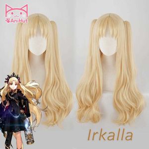 AniHut Irkalla Ereshkigal Perruque Fate Grand Order Cosplay Perruque Bouclée Lumière Blonde Cheveux Anime Fate Grand Order Cosplay Perruques Femmes Y0903