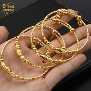 ANIID 2 pcs/lot Dubai couleur or bracelet pour filles/bébé/enfants charme gypsophile Bracelet cloches coeur bijoux enfant cadeaux de noël 230814