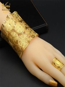 Aniid Dubai 24k Gold Big Bracelets for Women Moroccan Cuff Bracelet Charms Bijoux Nigériane Gift Gift Indian Bangles 22077863810