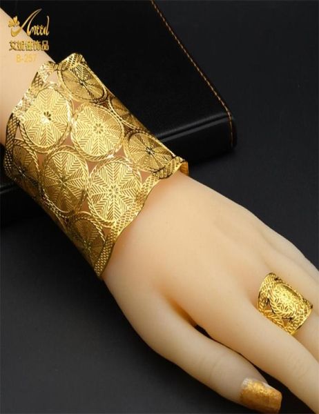 Aniid Dubai 24k Gold Big Bracelets for Women Moroccan Cuff Bracelet Charms Bijoux Nigériane Gift Gift Indian Bangles 22075663579