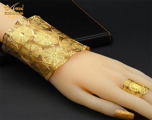 Aniid Dubai 24k Gold Big Bracelets for Women Moroccan Cuff Bracelet Charms Bijoux Nigériane Gift Gift Indian Bangles 22074695894