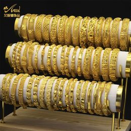 ANIID Dubai brazaletes chapados en oro para mujeres pulseras duras africanas indias de lujo encanto boda joyería árabe etíope al por mayor 240122