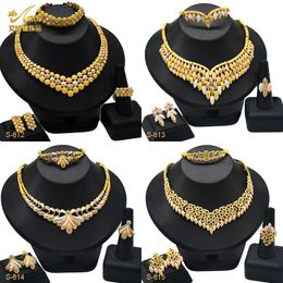 ANIID indien 24K plaqué or collier ensemble pour les femmes fête de mariée mariage éthiopien luxe Dubaï bijoux en gros cadeaux 240123