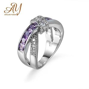 Anillos yuzuk bijoux Pouple Amethyst Stone Rings for Women Vintage 925 Sterling Silver Engagement Wedding Jewelry265p
