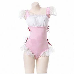 Anilv Lolita Meisje Meid Uniform School Student Bodysuit Vrouwen Anime Borst Ppad Badpak Pool Party Cosplay Kostuums 11qA #