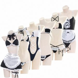 Anilv Maid Series Traje de baño Body Bikini Traje Estudiante Verano Juego de rol Fiesta en la piscina Anime Girl Maid Unifrom Traje de baño Cosplay U5is #