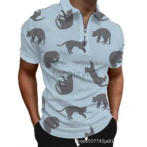 Dier 3D digitale printing heren casual korte mouwen met korte mouwen zipper poloshirt nieuw heren met korte mouwen poloshirt