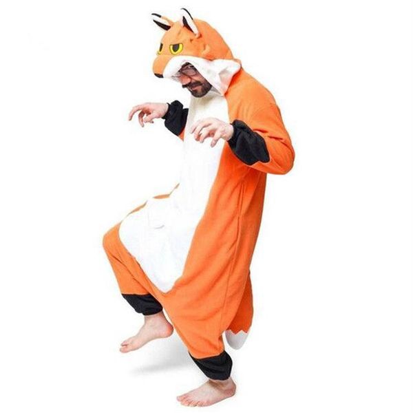 Animal adulte haute qualité Mr Fox Kigurumi pyjamas épais doux polaire Halloween fête de famille Halloween Onesies Costumes2698