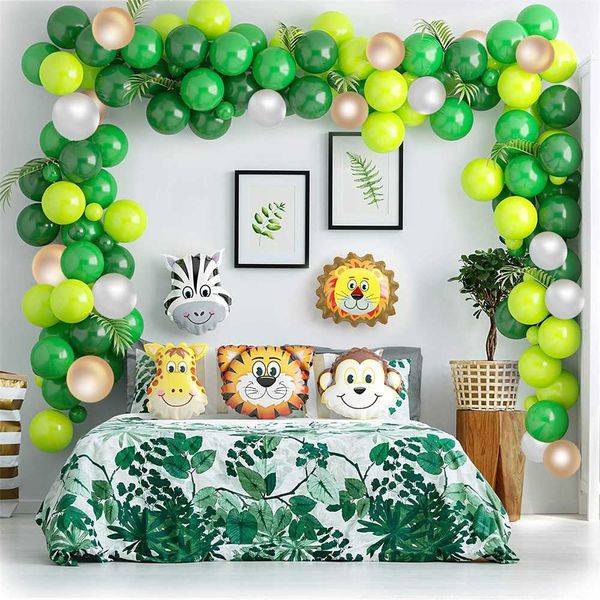 Globos de animales Garland Kit Jungle Safari Theme Party Supplies Favores Kids Boys Fiesta de cumpleaños Baby Shower Decoraciones 211015